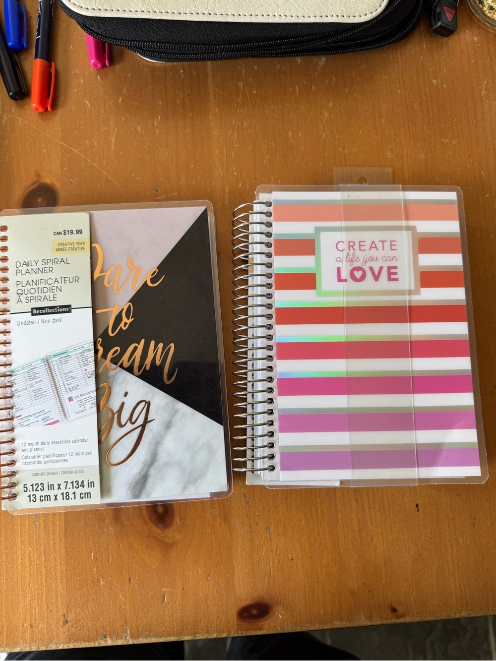 3for$50❣️Set of 2 Recollections Black, White & Rose Gold Daily Spiral Planner